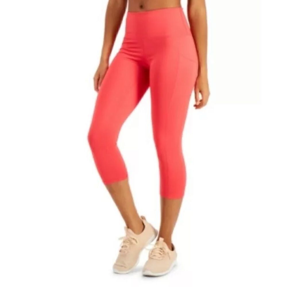 Ideology Flamenco Pink Compression High Rise Side Pocket Cropped Leggings S NWT